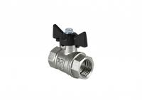 Кран шаровой латунный DeltaPro для ВОДЫ   1/2" ВР/ВР бабочка, НИКЕЛИР-Й VALFEX 11Б27фт1М (136/34)